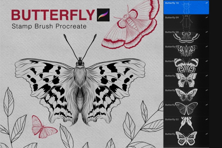 Butterfly & Bug Stamp Brush Set for Procreate