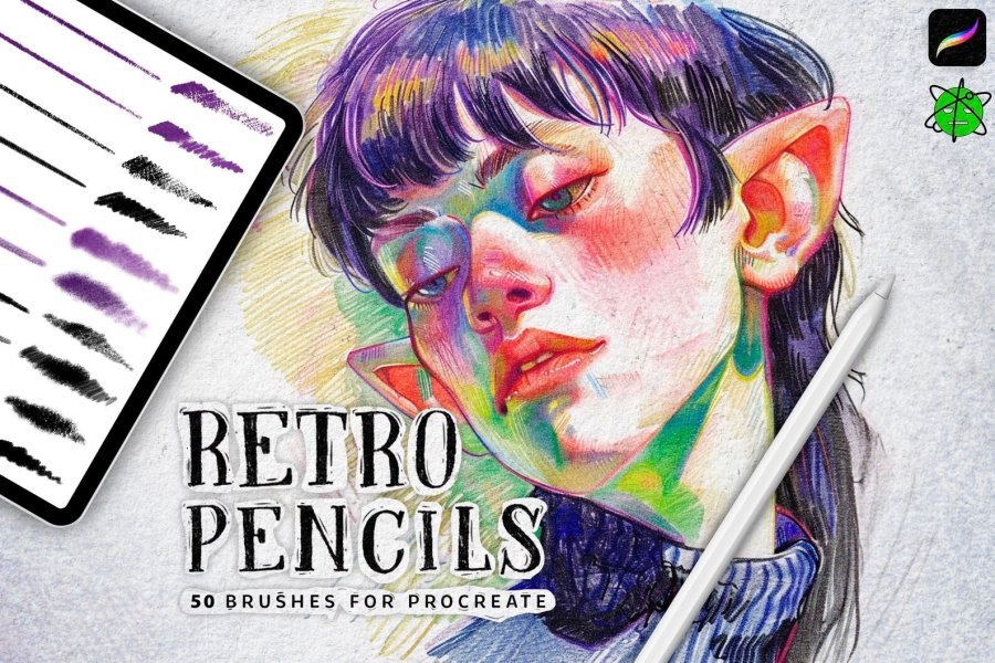 Retro Pencil Brushes for Procreate