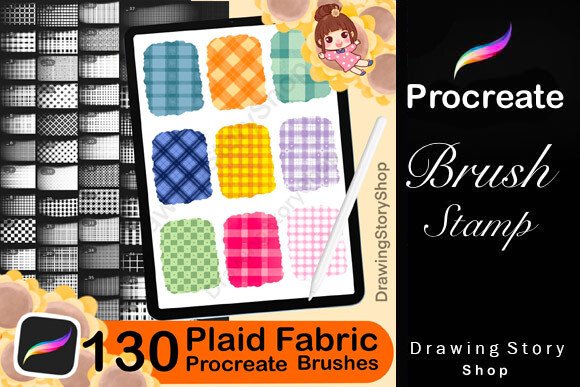 Plaid Fabric Texture Brushes for Procreate