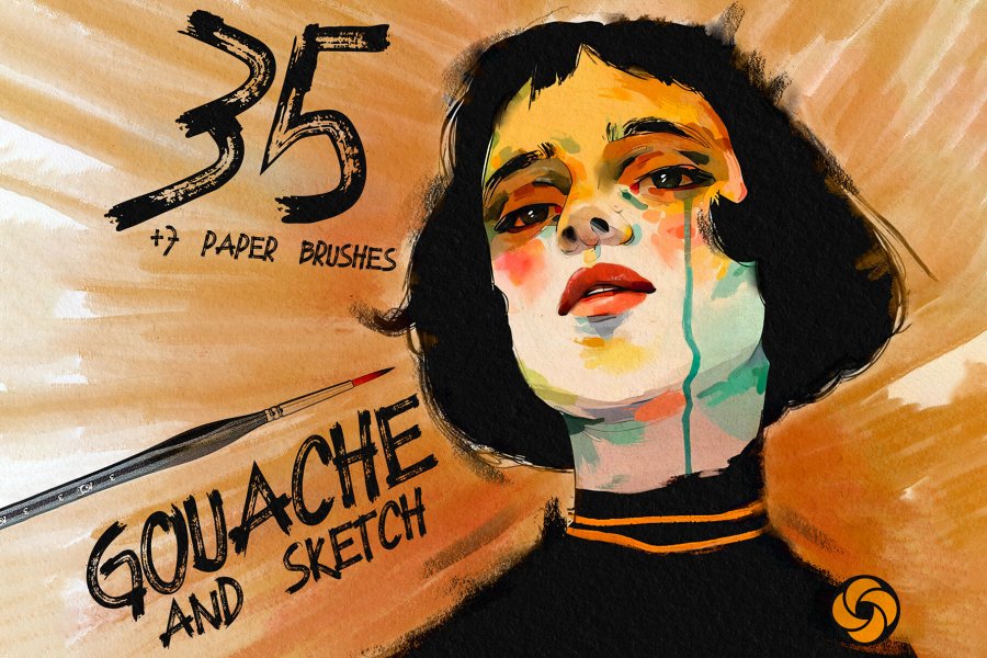 Gouache Paint Brushes & Paper Textures for Procreate