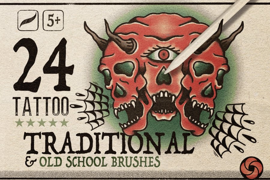Traditional Tattoo Brush Set for Procreate