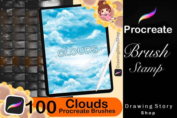 100 Cloud & Sky Texture Brushes for Procreate