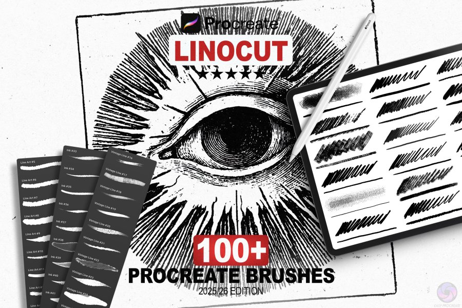 Linocut & Woodcut Printmaking Brushes for Procreate