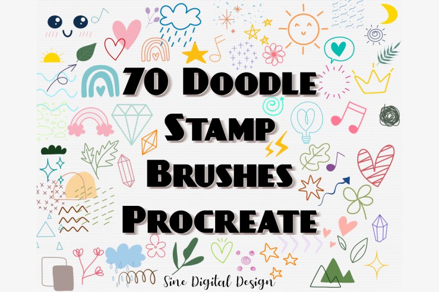 Cute Doodle Stamp Brush Set for Procreate