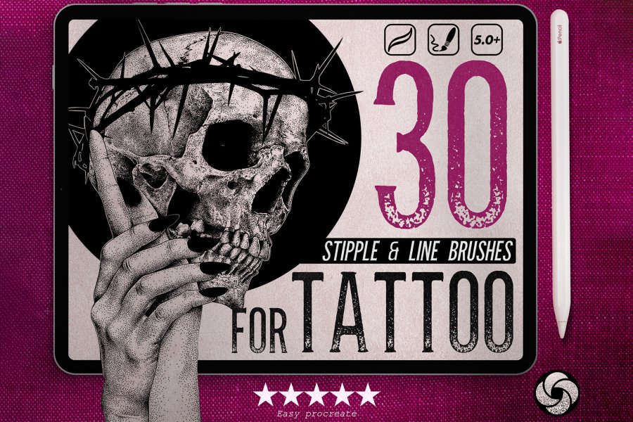 Procreate Tattoo Stipple Brush Set