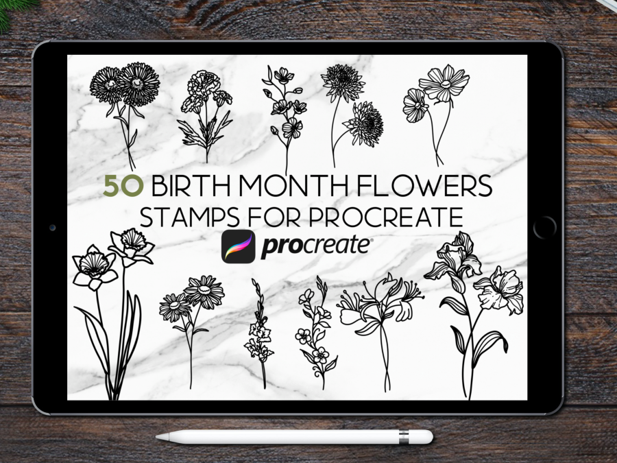 Birth Month Flower Bouquet Stamps for Procreate