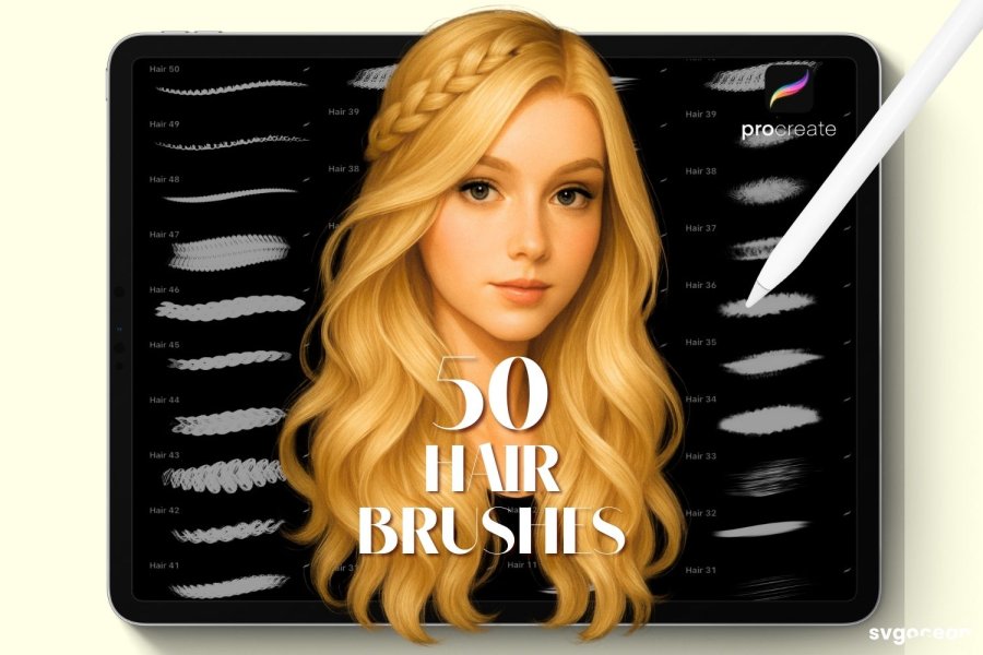 Hair Stamp Brush Set for Procreate