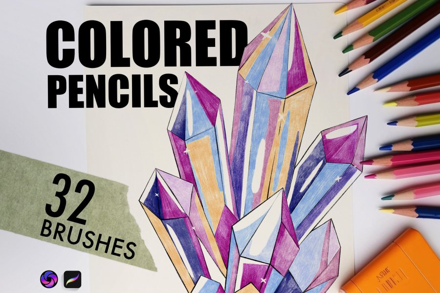 Colored Pencil & Crayon Brushes for Procreate