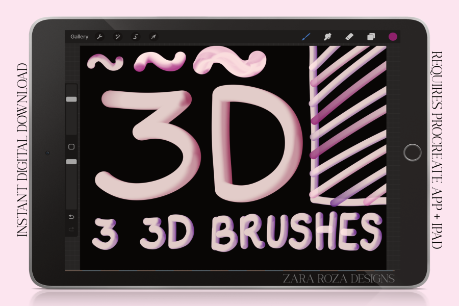 3D Monoline Brush Set for Procreate