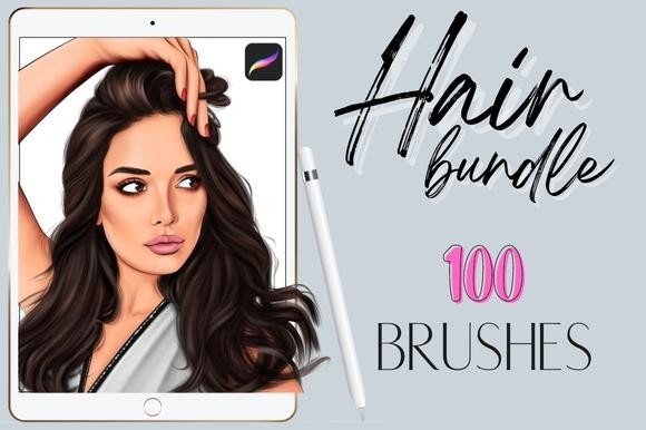 Procreate Hair, Braids & Curly Wavy Brush Bundle