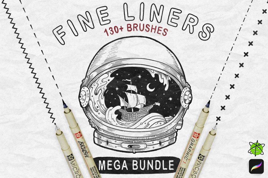 Fine Liner Inking Brushes & Textures for Procreate