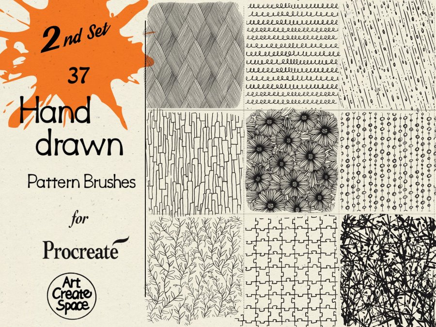 Hand-Drawn Pattern Brush Set for Procreate