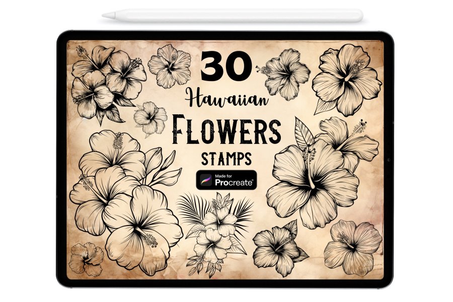 Hawaiian Flower Stamp Brush Set for Procreate