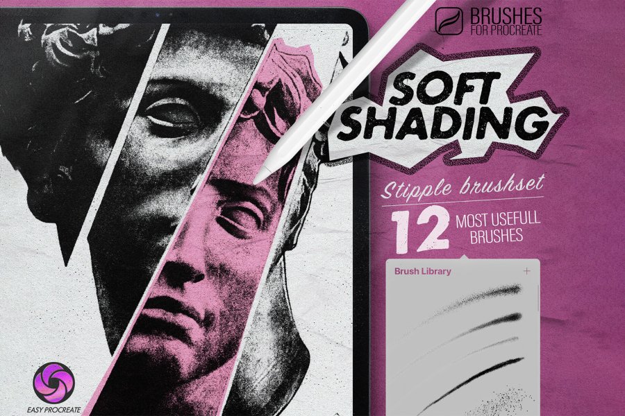 Soft Shading Stipple Brushes for Procreate