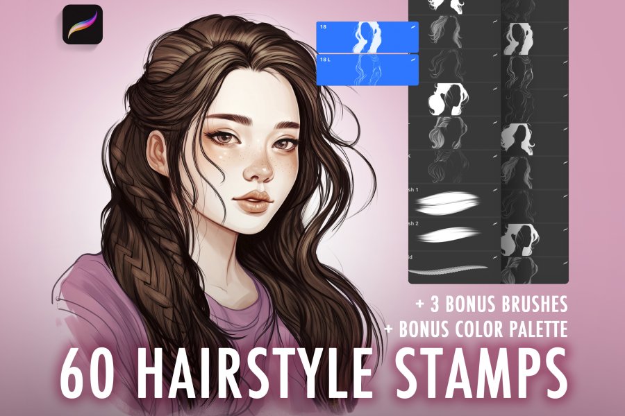 Realistic Hair Brushes for Procreate