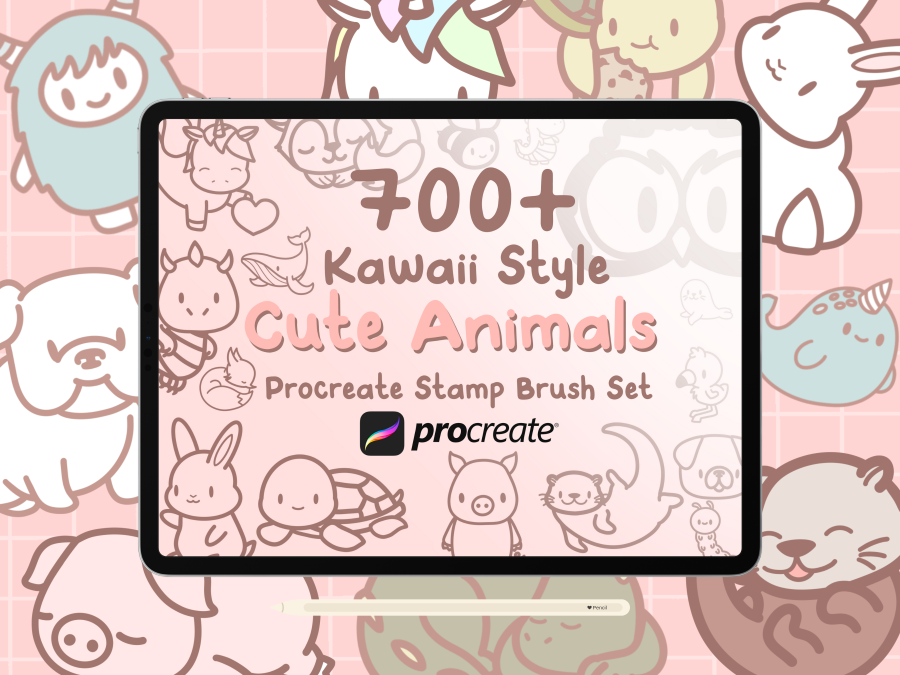 700+ Kawaii Animal Stamp Brushes for Procreate