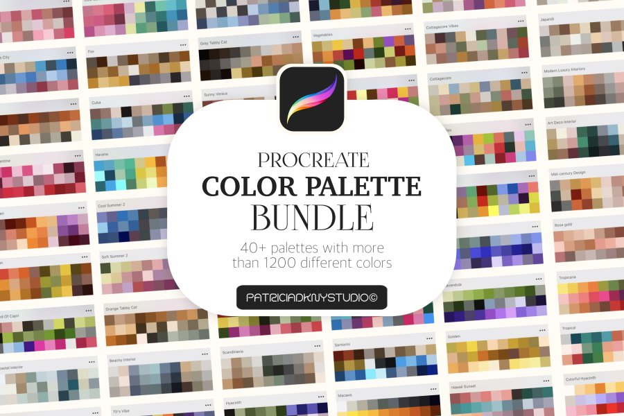 Procreate Color Palette Bundle: 40 Palettes, 1200 Colors