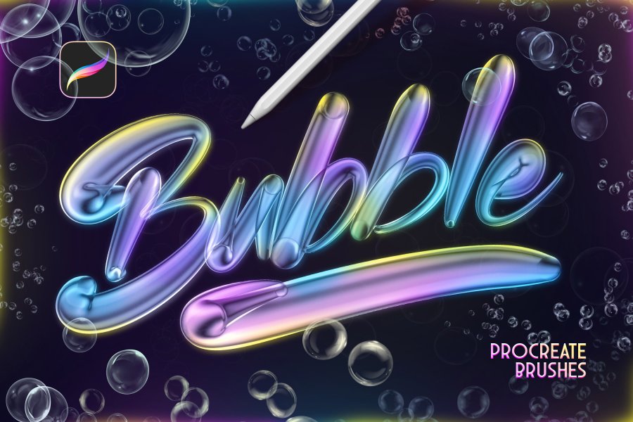 Bubbles Procreate Brushes for Liquid-Light Lettering & Suds