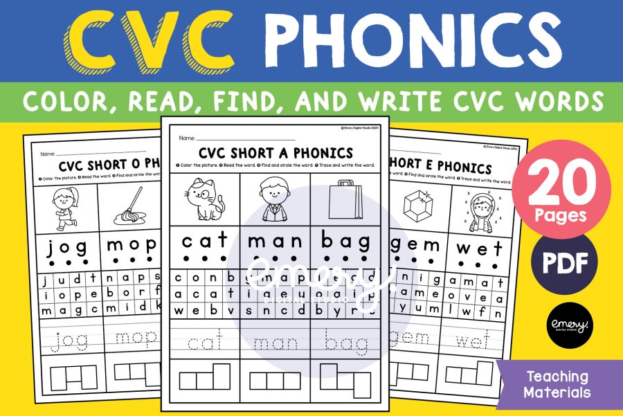 CVC Phonics Worksheet Pack