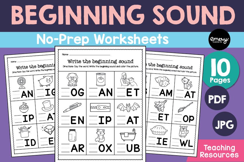 Beginning Sound Write-In Worksheets