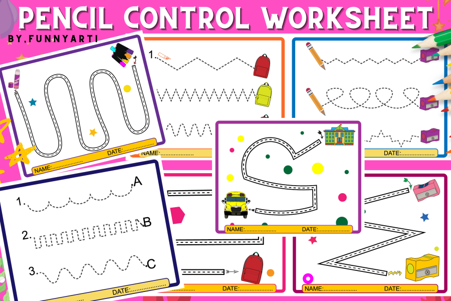Pencil Control Tracing Lines and Curves Worksheets