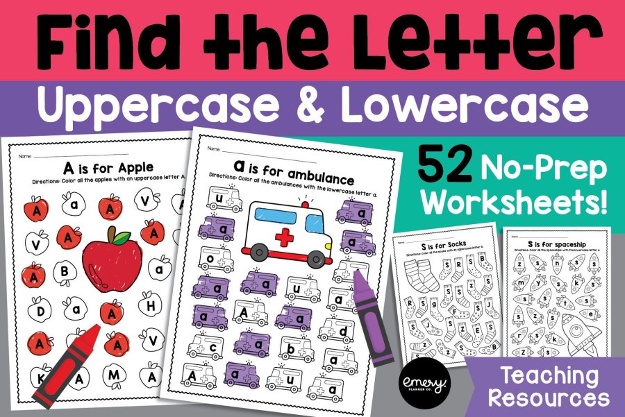 Find the Letter Alphabet Recognition Worksheets A–Z