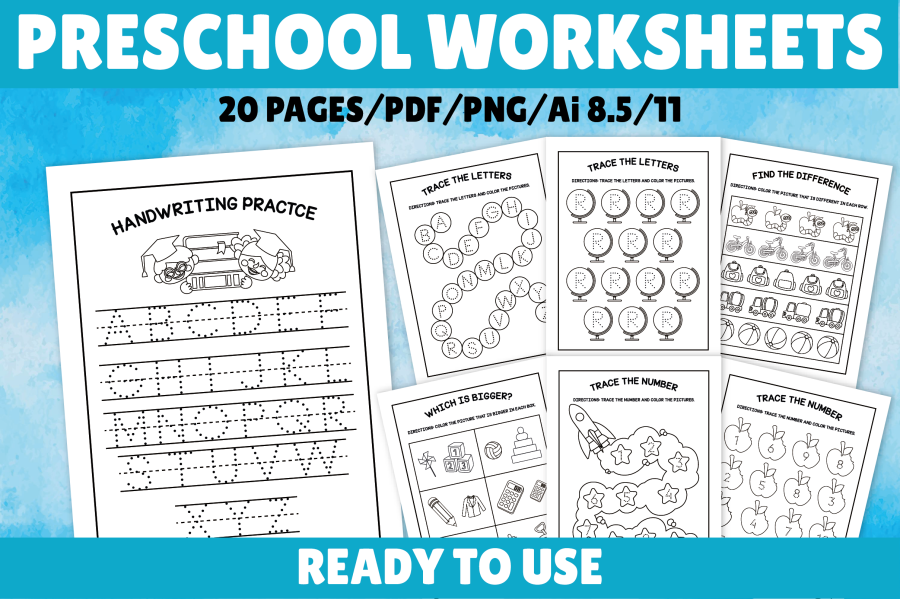 Preschool Learning Worksheets Bundle