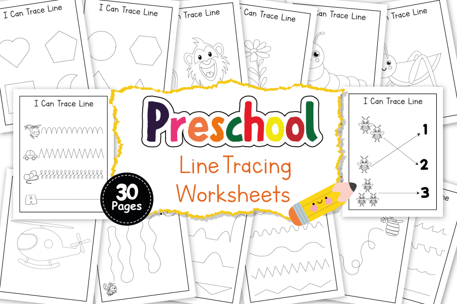 Preschool Line Tracing Worksheet Pack