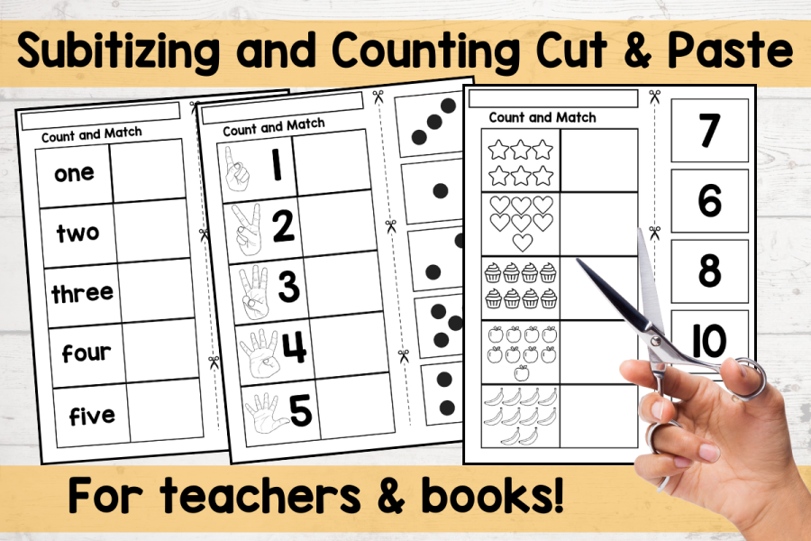 Subitizing & Counting Cut-and-Paste Numbers Worksheets