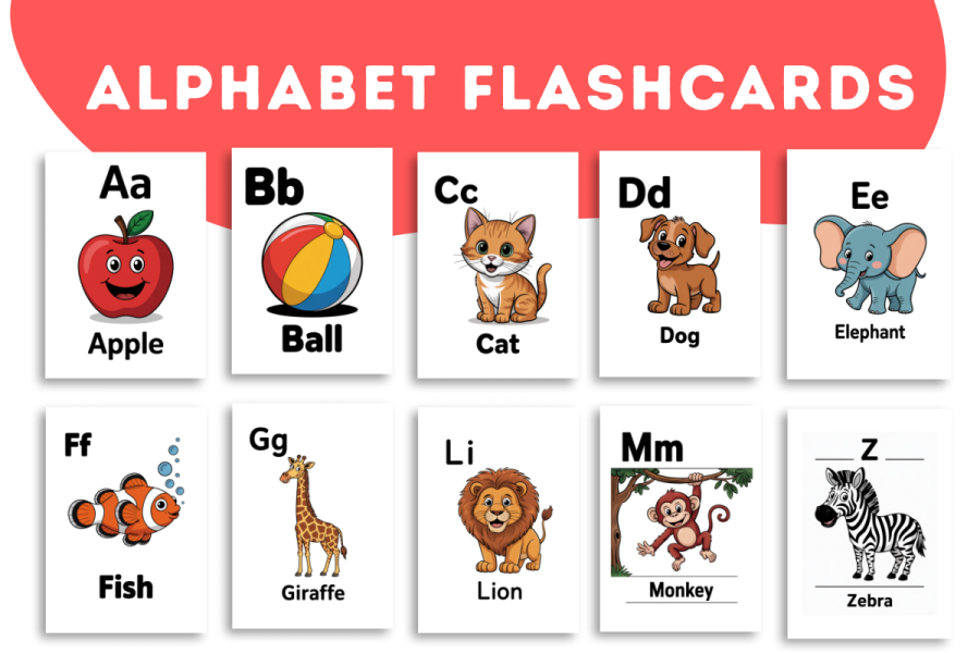 Alphabet Flashcards A–Z Uppercase & Lowercase Printable Set