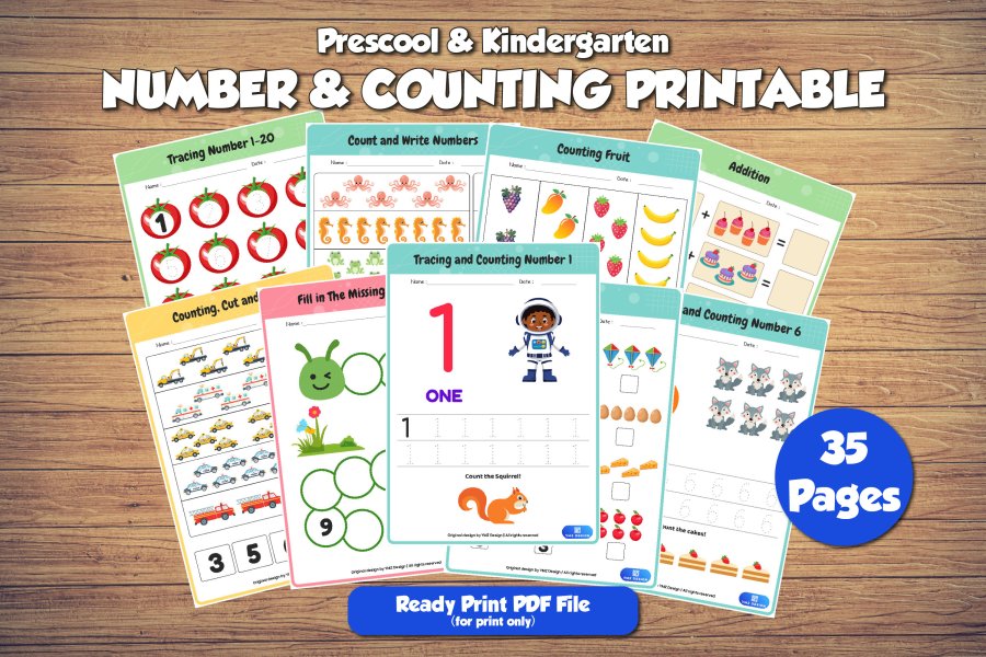Number Counting Worksheets 1–30 Printable Pack