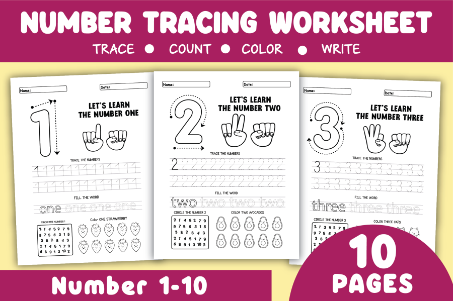 Number Tracing & Counting Workbook 1–10