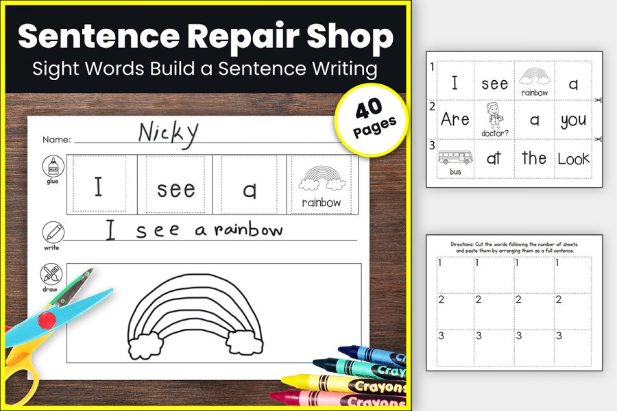 Sight Word Sentence Building Writing Center