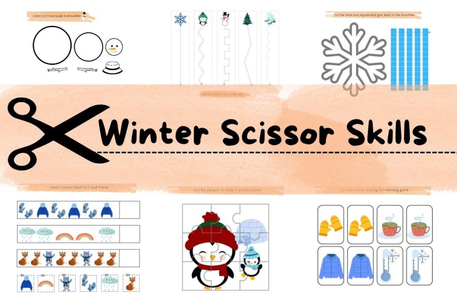 Winter Scissor Skills Cutting Practice Printables
