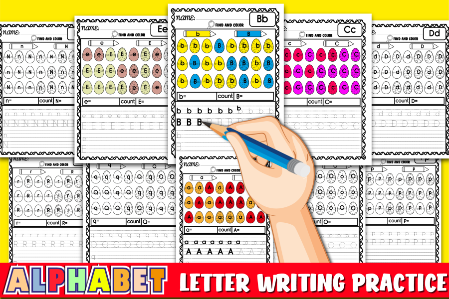 Alphabet Find & Count Letter Practice Worksheets