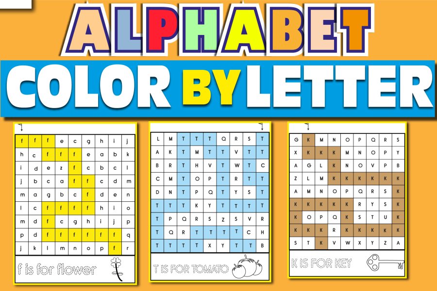 Color by Letter Alphabet Maze Worksheets