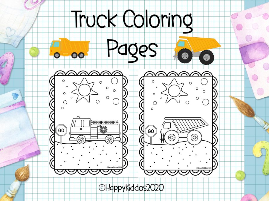Truck Coloring Pages Printable PDF Set