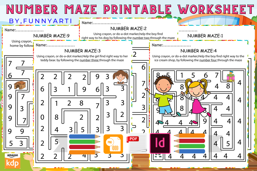 Number Maze Counting & Number Tracing Printable Worksheets