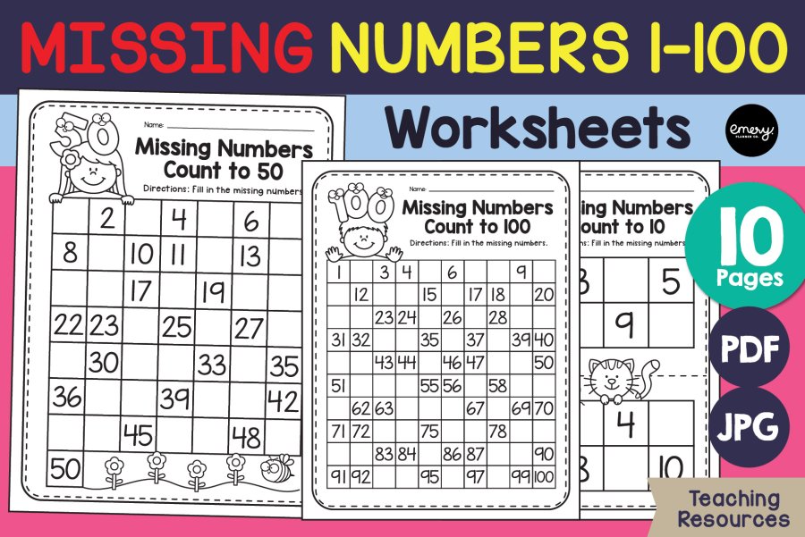 Missing Number Worksheets 1–100