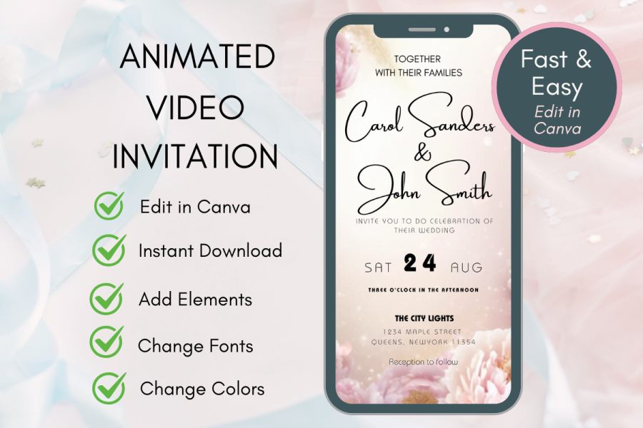 Animated Canva Wedding Video Invite