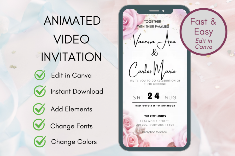 Elegant Animated Wedding Video Invite