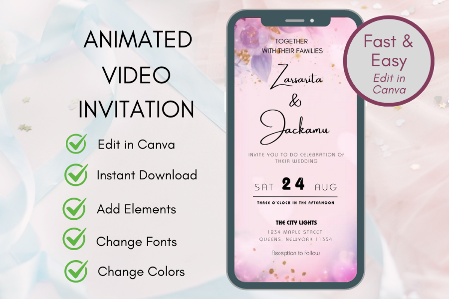 Elegant Animated Wedding Video Invite