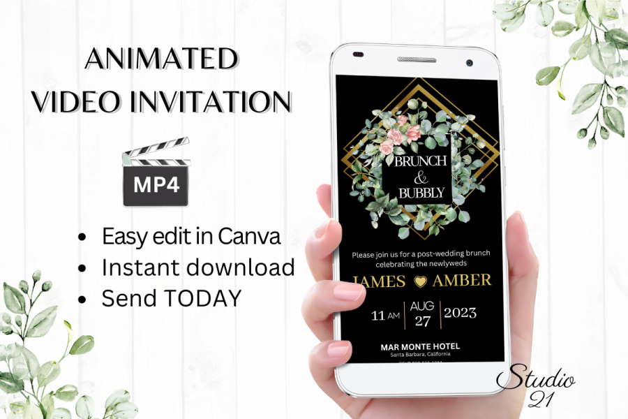 Smartphone Wedding Brunch Video Invite