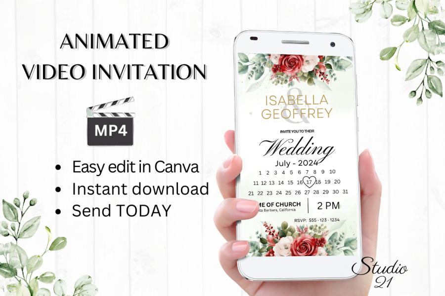 Digital Rose Wedding Invite Video Template