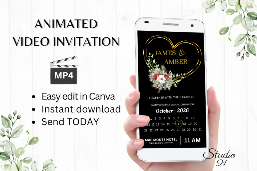 Digital Christmas Wedding Video Invitation