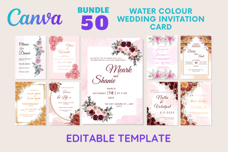 Luxury Water Colour Wedding Invites