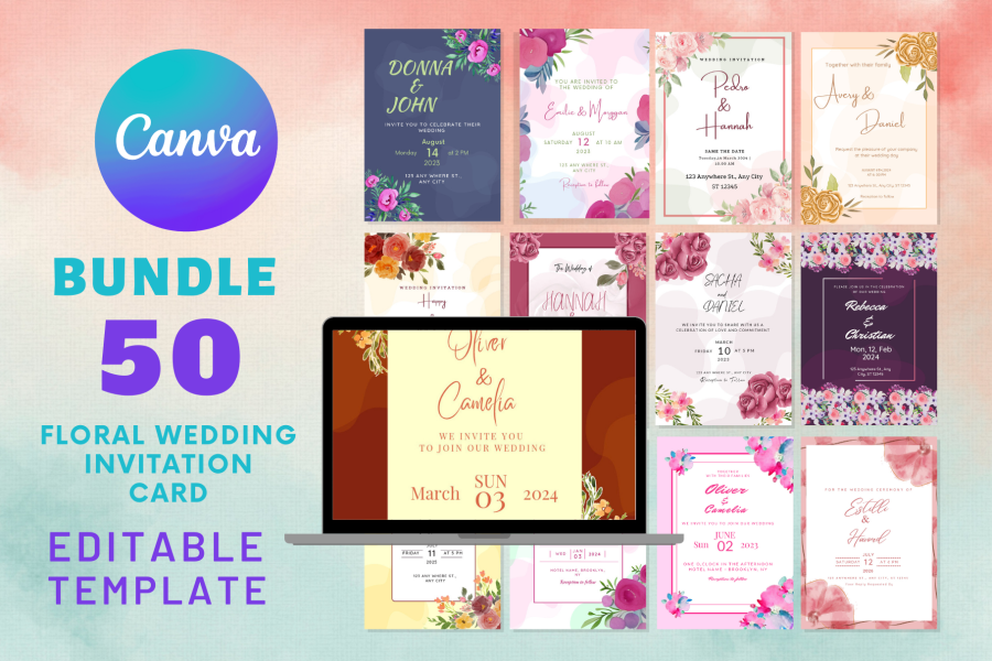 Handwritten Floral Wedding Invitations
