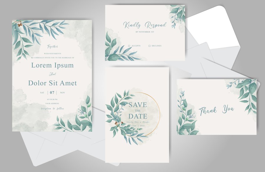 Elegant Greenery Wedding Card Set