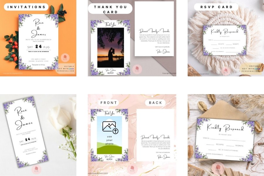 Stylish Wedding Invitation Template Set