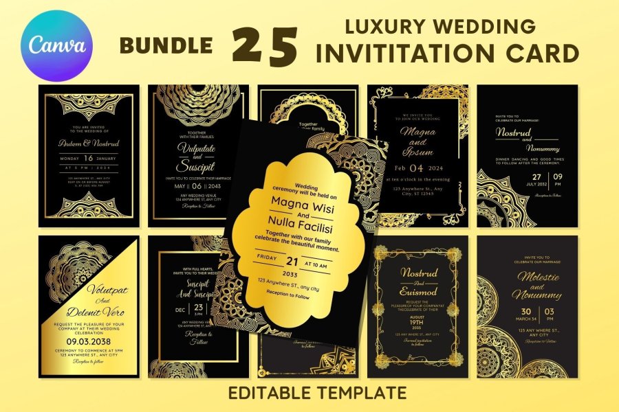 Luxury Floral Wedding Invitation Templates